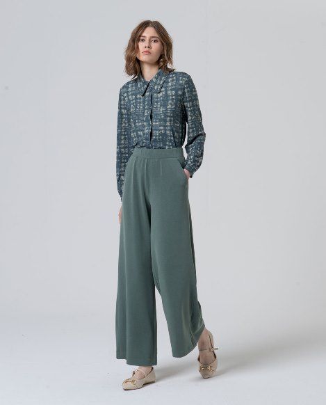 Pantalón ancho modal sin cierre Azul acero SURKANA - Imagen 2