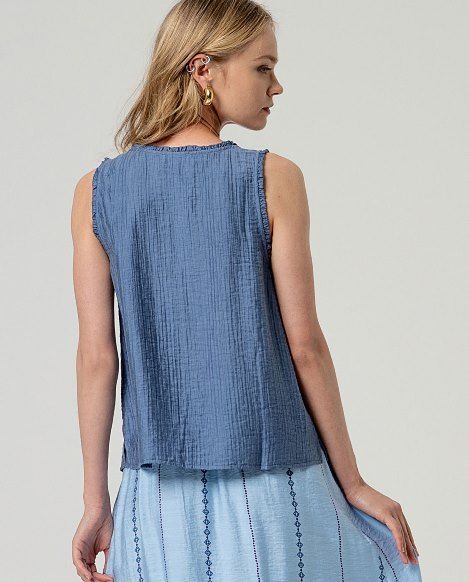 Top tirantes escote pico Azul Acero SURKANA - Imagen 2